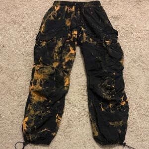 Black and Orange Splatter Cargo Pants